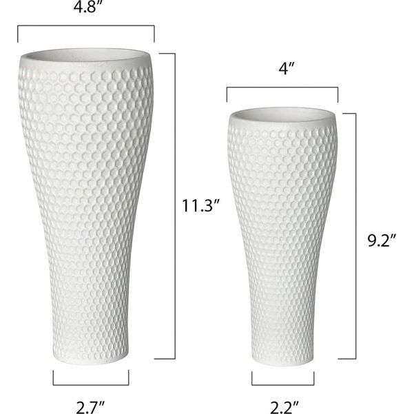 Bloemenvaasset, wit honingraatdesign, bloemenvaas, set van 2, woonkamerdecoratie, vaas met dikke bodem, handgemaakte vaas van hars, kantoor en bruiloft, vaas voor pampasgras, 30 en 20 cm hoog
