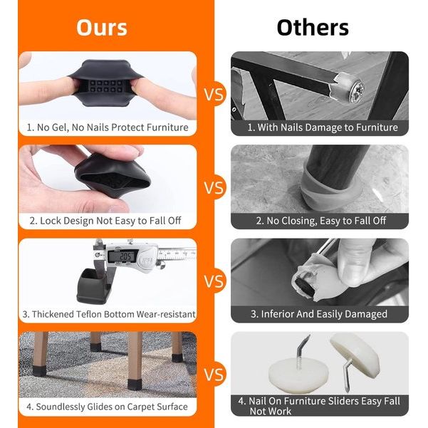 16 stuks stoelpootglijders voor tapijten 3,2 cm rond transparant TPE hoogelastisch zacht rubber met zwart