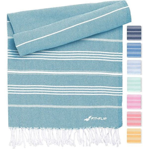 Hamamdoek van 100% gerecycled katoen, duurzaam en natuurlijk, saunahanddoek, strandhanddoek, badhanddoek, yogahanddoek, petrol, 100 x 200 cm