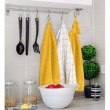 Set van 12 theedoeken, 38 x 64 cm, katoenen theedoeken, machinewasbaar (geel en wit)