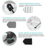 3-in-1 badschrobmachine met 50 inch lange steel - 180° roterende reinigingsborstel Badkamer met 4 verwisselbare koppen, badkamerschrobmachine Tegelwisser voor badkamertegels Douchebak Tegelzwaan