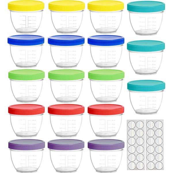 Youngever 18-pack 120ML Container voor Babyvoeding, Herbruikbaar Plastic Babyvoeding Opbergdoos, 6 Kleuren (Rainbow)