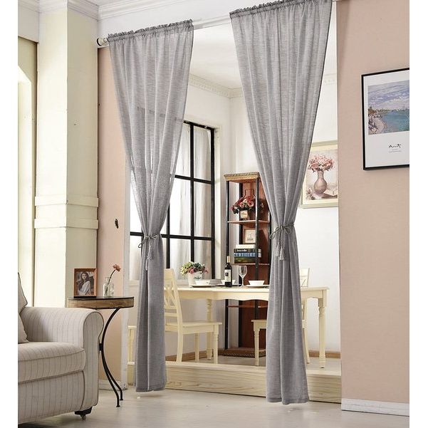 Gordijn, transparant met plooiband in linnen-ook, voile, voor woonkamer, kinderkamer en slaapkamer