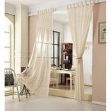 Set van 2 gordijnen, transparant met lussen, linnenlook, dubbelpak, lichtdoorlatend, linnen gordijnen, landhuisstijl, voor woonkamer, kinderkamer, slaapkamer, 140 x 245 cm, zand