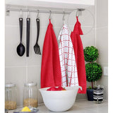 Set van 12 theedoeken, keukendoeken, 38 x 64 cm, katoenen theedoek, machinewasbaar (rood en wit)