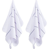 Ultra Premium Microfiber Waffle Weave Theedoek Set van 6 (16" x 28" - Wit met grijze strepen)