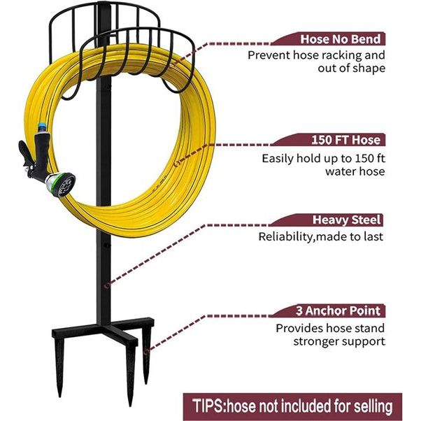 Tuinslanghouder, vrijstaand, metalen duurzame slanghouder, tuinslanghouder, waterslang, opbergstandaard voor tuingras