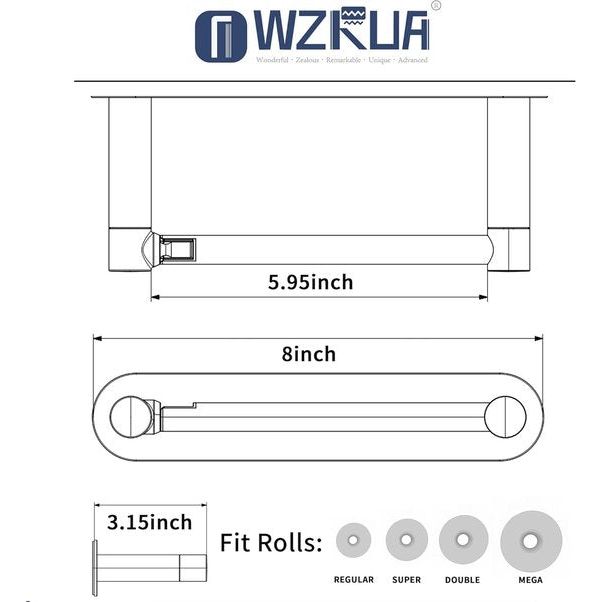 Toiletrolhouder zonder boren, toilet roestvrijstalen toiletrolhouder, zelfklevend voor keuken en badkamer, toiletpapier, draaibare toiletrolhouder met dubbele paal (verchroomd)