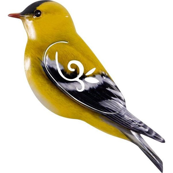 Metalen wanddecoratie - Goldfinch 31cm - dierlijke 3D wandafbeeldingen - wandversiering incl. praktische wandbevestiging - levendige wandsculptuur