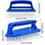 Zwembadsponsborstels, 4 stuks, zwembadreiniging, handschrobber, kunststof, zwembadborstel, herbruikbaar, met handvat voor het reinigen van vuil en mos