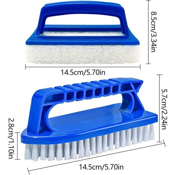 Zwembadsponsborstels, 4 stuks, zwembadreiniging, handschrobber, kunststof, zwembadborstel, herbruikbaar, met handvat voor het reinigen van vuil en mos