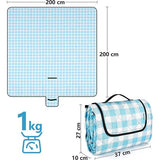 Picknickdeken, 200 x 200 cm, XXL picknickdeken, waterdicht, warmte-isolerend, stranddeken, zandvrij, opvouwbare picknickdeken met draaggreep, picknickdeken, wasbaar, outdoor campingdeken voor 6-8 personen