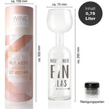 Wine Lovers wijnfles glas "Heute nur ein Glas" - wijnglas fles XXL met spreuk - Wijnglas grappig als perfect cadeau-idee - incl. reinigingsparels