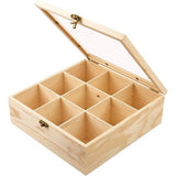 Sortierbox aus Holz, Storagebox met 9 vakken met 7,5x7,5x7 cm, Natuurholzbox in der Größe 25x25x8,7cm