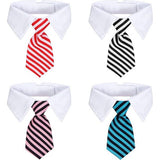 4 stuks huisdierstropdas verstelbare huisdieren hond kat stropdas formele huisdier stropdas strepen mode halsband kostuum stropdas kraag voor kleine honden en katten (4 kleuren, S)