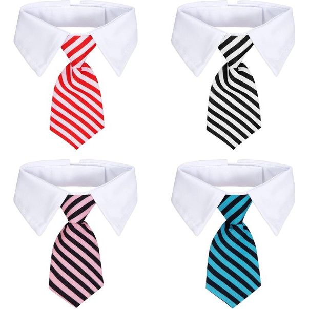 4 stuks huisdierstropdas verstelbare huisdieren hond kat stropdas formele huisdier stropdas strepen mode halsband kostuum stropdas kraag voor kleine honden en katten (4 kleuren, S)