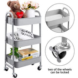 Opbergwagen 3-laags metalen gereedschapswagen Rollende kar Organizer Trolley met wielen voor keuken Make-up Badkamer Kantoor, grijs