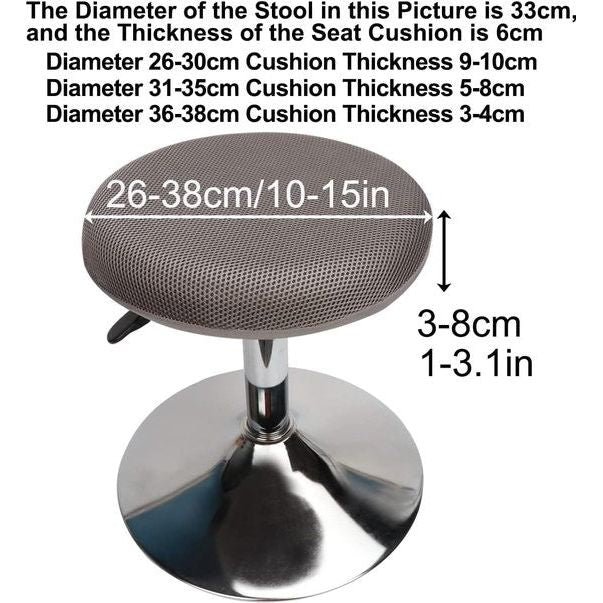Krukhoes, rond, grijs, barkruk met overtrek, rond, voor kruk, wasbaar, onderhoudsvriendelijk, ademend en duurzaam, voor 26-35 cm ronde kruk, diameter (grijs, 2)