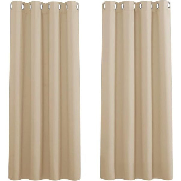 net curtain for kitchen, opaque blackout curtains with eyelets, short, 114 x 132 cm (H x W), Biscotti beige, pack of 2