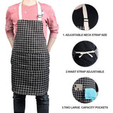 Keukenschort, 2 stuks verstelbaar schort met 2 zakken, machinewasbaar, kleurecht schort voor mannen en vrouwen, keuken, restaurant, café