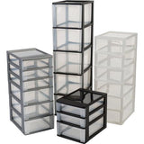 Drawer Cabinet, Drawer Cabinet, 3 Drawers (2 x 4L + 1 x 7L), A4 Format, Clear Drawers, Office, Living Room Organiser Chest Black