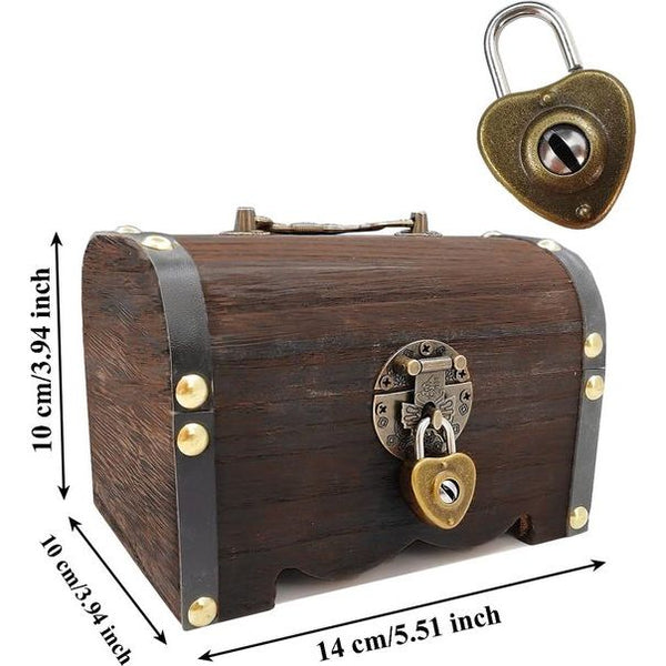 Vintage houten schatkist is handgemaakt door vakmensen van hoogwaardig hout, geurloos, sterk, duurzaam, heeft een mooie kleur en verandert niet van kleur na verloop van tijd