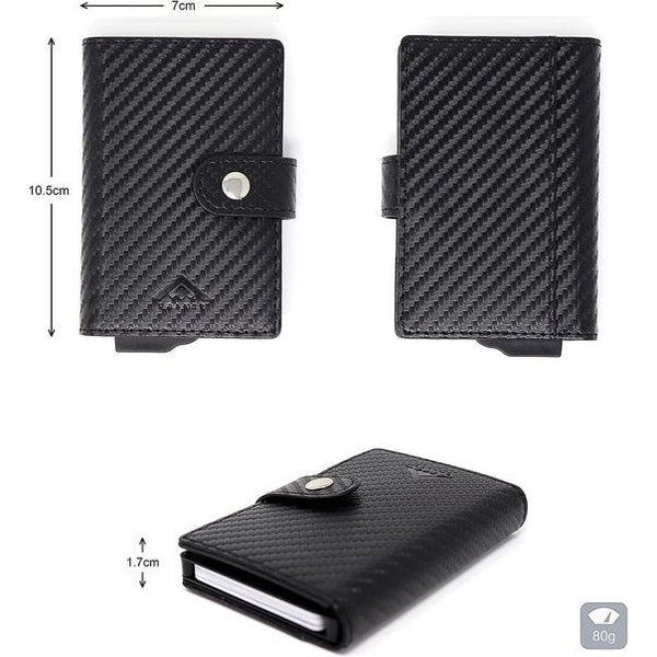 Portemonnee Heren - RFID/NFC-Blokkering Popup Intelligente Minimalistische Kaarthouder - Portemonnees, ID-kaart & Kaarthoezen Voor Mannen Veilige Kaarthouder, Zwart aluminium met zwart