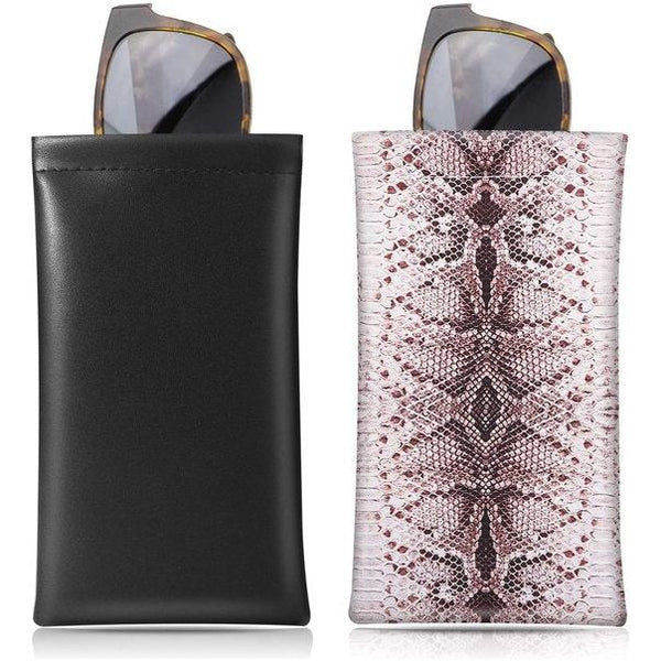 Brillenkoker, 2 stuks draagbare zonnebrillen etui met kliksluiting brillenkoker zachte bril beschermhoes leesbrillenetui voor dames met reinigingsdoekje