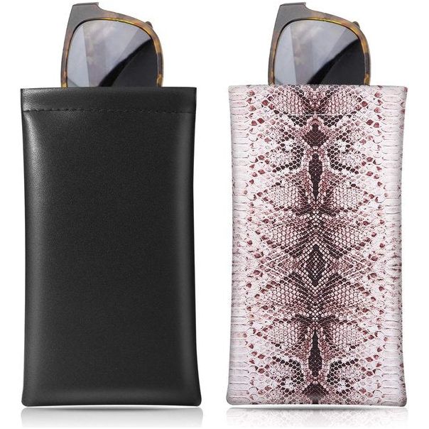 Brillenkoker, 2 stuks draagbare zonnebrillen etui met kliksluiting brillenkoker zachte bril beschermhoes leesbrillenetui voor dames met reinigingsdoekje