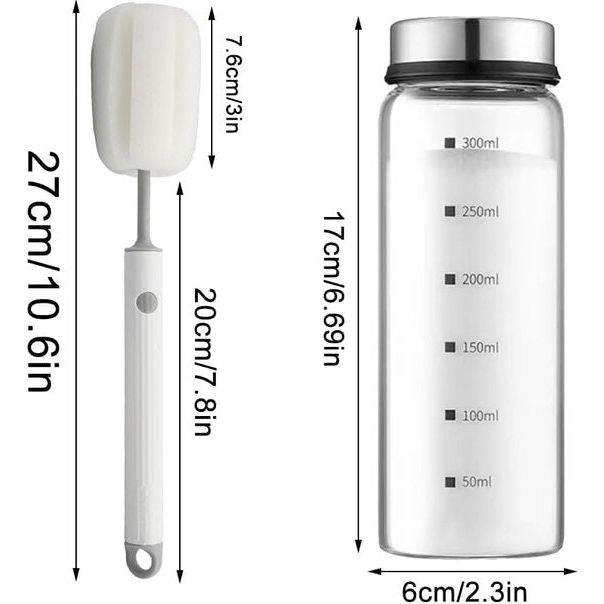 Kruidenpotjes met draaideksel, kruidenstrooier, glas, kruidenpotjes van borosilicaatglas, 300 ml, kruidenstrooier met 4 soorten kruidengaten, 2 stuks