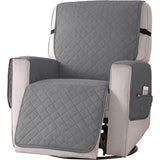 Fauteuilbeschermer voor televisiestoel - waterdichte relaxstoel - stoelbeschermer met zakken en armleuningen - 1-zits, stoelbekleding, antislip, stoelbekleding voor meubelbescherming - Lichtgrijs