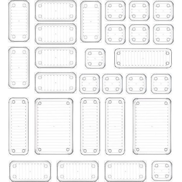 Lade-organizer: bevat 28 dozen: 12 lade-organizers (8,2 x 8,2 x 5,5 cm)