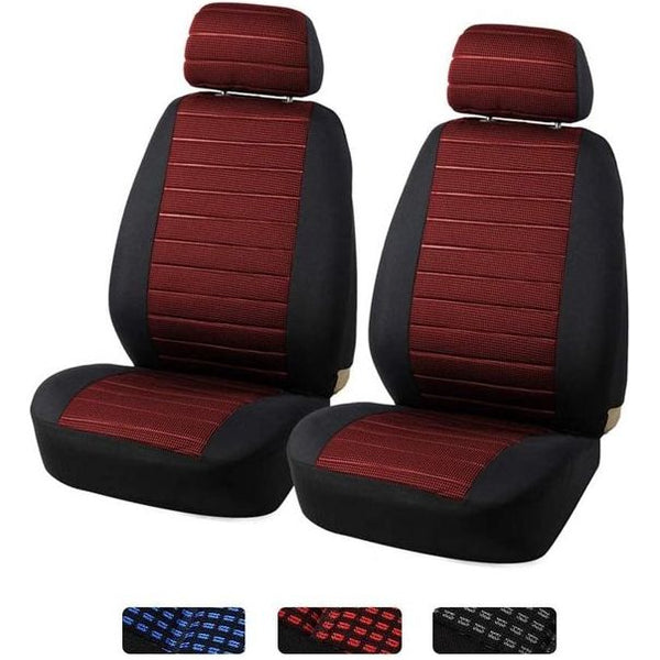 Universele autostoelhoezen, voorstoelen, autostoelhoezen, beschermhoezen, voorstoelhoezen, zij-airbag geschikt, 2-delige jacquard fabrieksautostoelhoezen, grijs