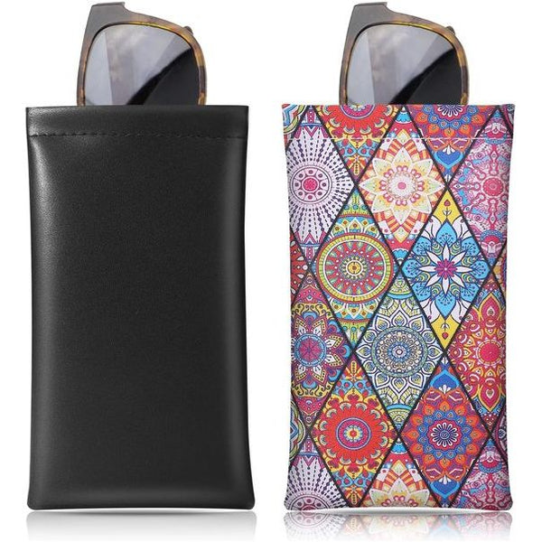 Brillenkoker, 2 stuks draagbare zonnebrillen etui met kliksluiting brillenkoker zachte bril beschermhoes leesbrillenetui voor dames met reinigingsdoekje