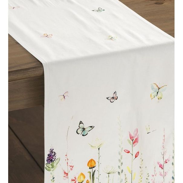 Tafelloper, 100% katoen, decoratieve tafelloper, wasbaar tafelkleed voor moederdagcadeaus, feestdagendiner, bruiloft, botanisch fris, lente/zomer (50 cm x 150 cm)