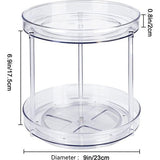 Lazy Susan Koelkastorganizer, draaibare kruidenhouder, draaitafel, kast, organizer, keuken, draaibaar kruidenrek, doorzichtig, kruidenorganizer, keukenrek, twee verdiepingen, 23 cm