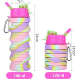 Opvouwbare drinkfles, herbruikbare drinkfles, opvouwbaar festival, 500 ml drinkflessen, opvouwbare waterfles, festivals, wandelen, reizen, avontuur, festivalaccessoires (blauw)