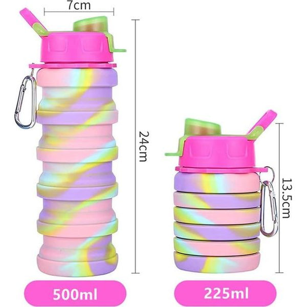 Opvouwbare drinkfles, herbruikbare drinkfles, opvouwbaar festival, 500 ml drinkflessen, opvouwbare waterfles, festivals, wandelen, reizen, avontuur, festivalaccessoires (blauw)