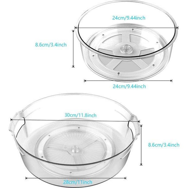2 stuks draaitafel kruidenrek koelkast keukenkastorganizer 24 cm en 28 cm Lazy Susan 360° draaibaar draaibare bordenorganizer transparant