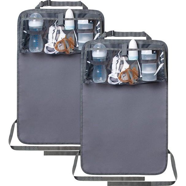 Rugleuningbescherming voor de auto, kinderen, waterdichte auto-organizer met afneembare opbergtas (grijs, 2 stuks)
