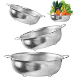 Keukenzeef, set van 3, roestvrijstalen pastazeef, microgeperforeerde keukenzeef, metalen zeef, roestvrijstalen vergiet voor pasta, fruit, rijst, groenten - 16/22/28 cm