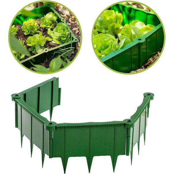 Slakkenhek en bloembedrand | Slakkenbescherming, slakkenbarrière, slakkenbarrière voor de tuin - geen chemicaliën | Plug-in-systeem - eenvoudig, effectief en uitbreidbaar | Kunststof | Groen | 1 meter