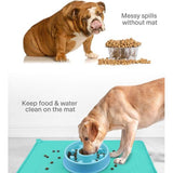 Bowl onderlegger voor honden en katten, waterdichte en antislip siliconen voederbak, onderlegger voor voerbakken, waterbak, voedermat 53 x 37 cm, turquoise