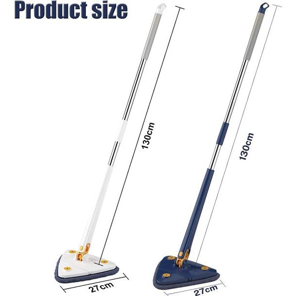 Dweilmop met uitwringfunctie, 360 graden draaibaar, verstelbare reinigingsmop, driehoekige dweilmop set met 6 doeken voor vloer, hardhout, ramen, vloer, muur, tegels, hardhout