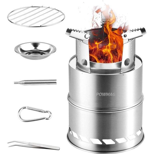 Outdoor kooktoestel, draagbaar kooktoestel, houtkachel draagbaar, campingkooktoestel, outdoor, houtcarburateur, inklapbaar en winddicht, van roestvrij staal, voor camping, barbecue, picknick, outdoor backpacking