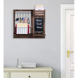 Sleutelrek met plank, wandplank voor sleutelplank, brievenbak, krantenrek, sleutelopberger met schoolbord, brievenhouder, sleutelhouder, wandkapstok, 47 x 42 x 9 cm