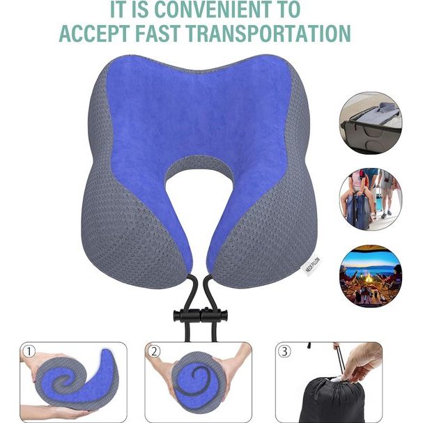 Aeroplane Neck Pillow, Travel Pillow Car Made of Memory Foam with Velvety Soft Cover, Adult Neck Pillow for Travel, Camping, Office and Home (Dark Blue)