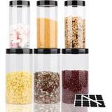 Kunststof voorraaddozen, 6 stuks, set van 3 stuks, 1000 ml en 3 set, 500 ml, opbergdoos met deksel, keuken, voor voer, huisdier, muli, meel, thee, kruidenpotjes