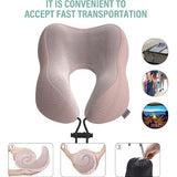 Nekkussen vliegtuig, reiskussen auto van traagschuim met fluweelzachte overtrek, nekkussen voor volwassenen, voor reizen, camping, kantoor en huis (roze)