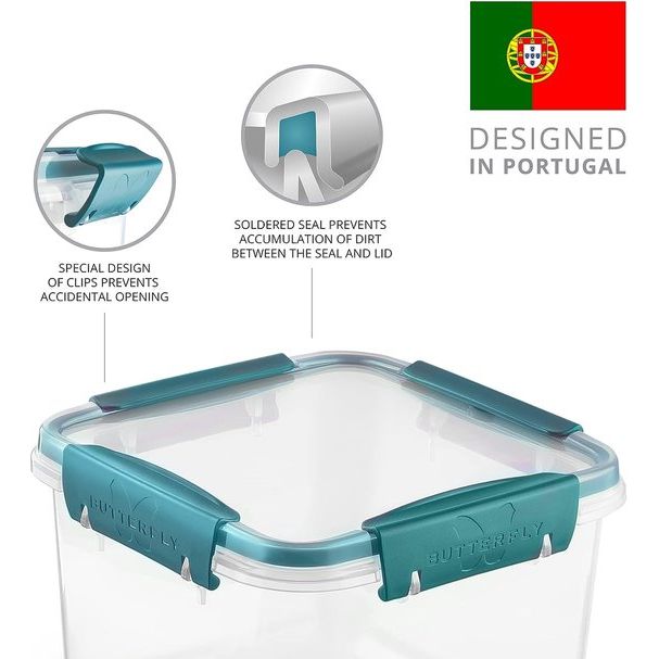 Butterfly - Set 3 x 1,2 l vershouddozen met deksel, luchtdichte maalprepboxen, -40 tot +100 graden, BPA-vrij plastic, tupperblikjes, magnetronservies, vriesdozen, voor vaatwassers